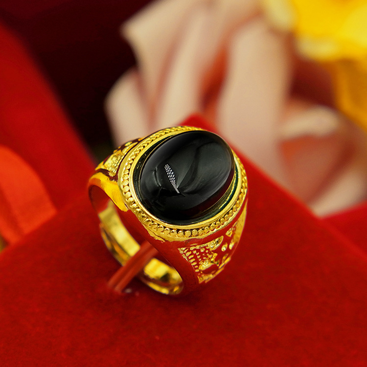 Anello nero ovale