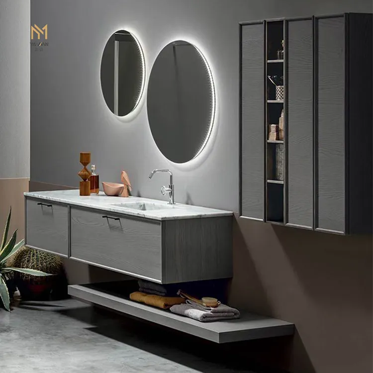 Luxury Bathroom Furniture Vanity Wooden Bath Mirror Cabinet With LED