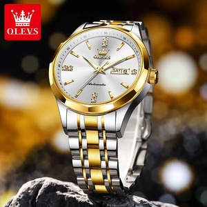 OLEVS 7056 Original Automatik uhr für Herren Dual Calendar Mechanische Handuhr Synthetischer Saphir spiegel Herren uhren