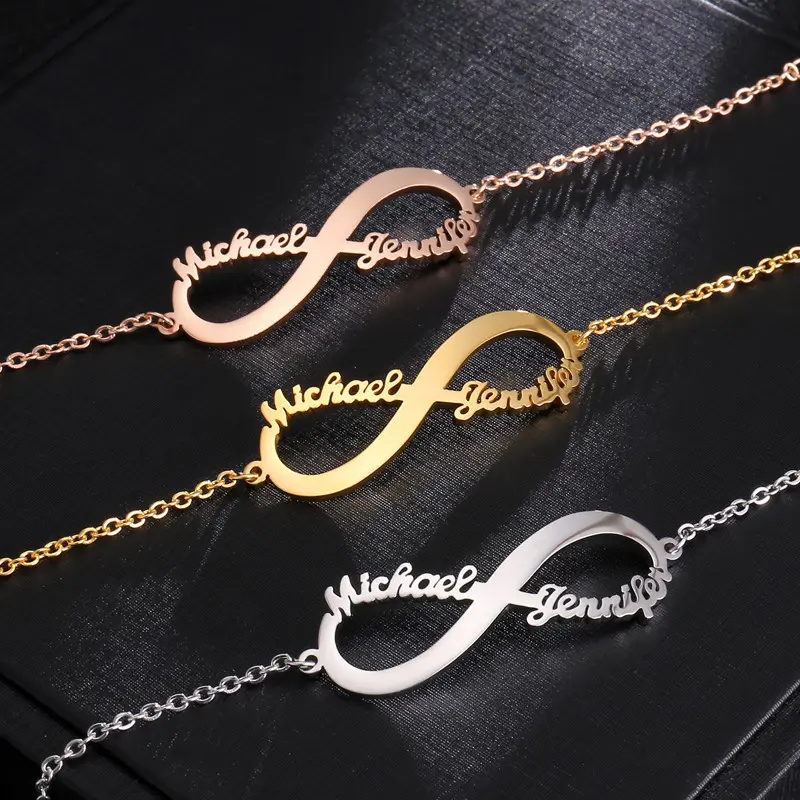 2024 personalizado 18K año árabe número letra nombre placa personalizar colgante collar con Figaro cadena vendedores personalizado oro cuello