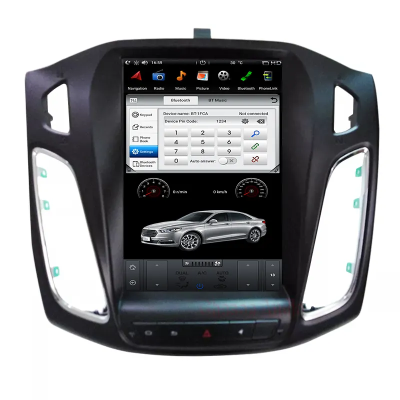 Radio con GPS para coche, reproductor con pantalla táctil Tesla de 10,4 pulgadas, Android 9,0, vídeo, PX6, piezas de repuesto para motor, para Ford Focus3, MK3, 2013, 2014, 2015