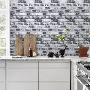 Comstickc 3d Zwarte Bakstenen Wandpanelen 10 Stuks 12 \ "X12 \" Klein Formaat Dunne Pvc <span class=keywords><strong>Whitewash</strong></span> Zelfklevende Nep Bakstenen Wandplaten - Product Image 2