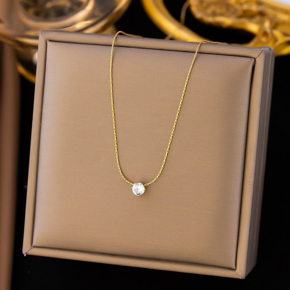 Collana rotonda in acciaio inossidabile con zirconi