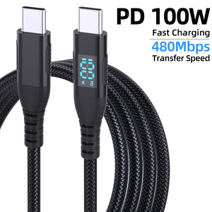 USB C จอแสดงผลดิจิตอลชาร์จเร็วสุด60W 100W สายชาร์จเร็วสำหรับโน้ตบุ๊คสำหรับ Apple Huawei NYLON Braid SHIELDING COM - Product Image 4