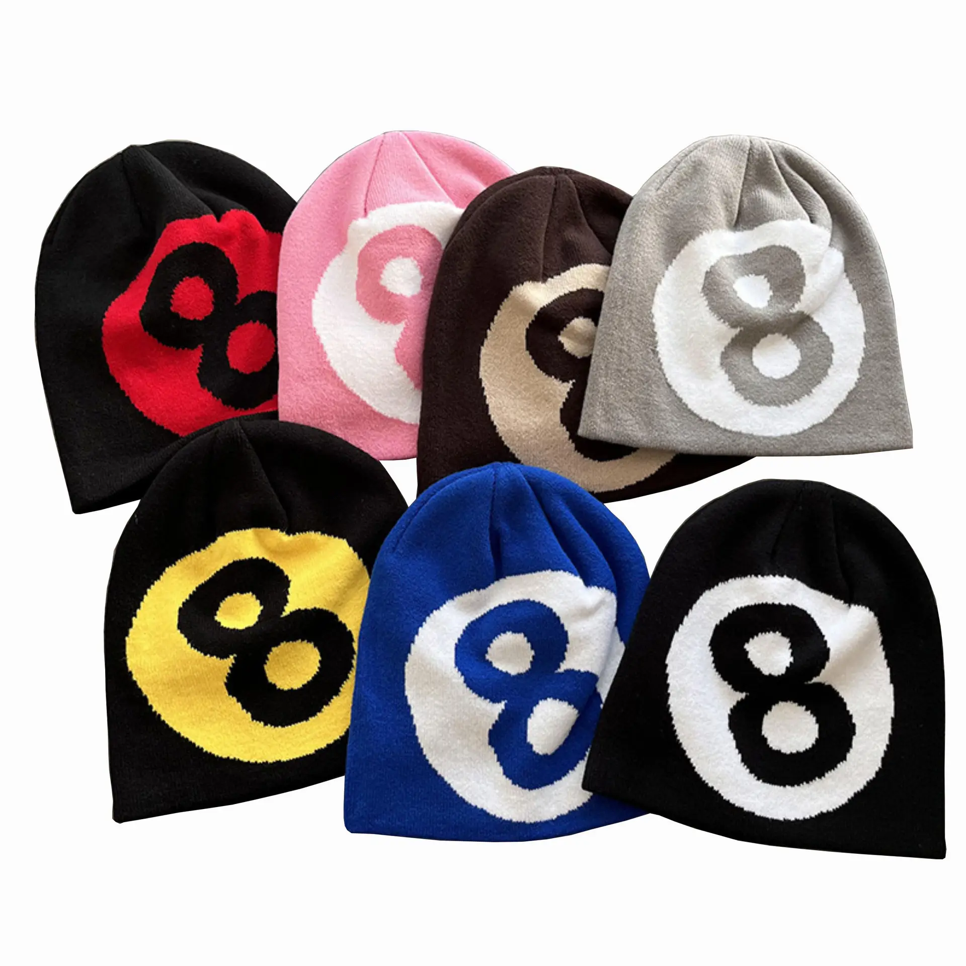 Nouveau numéro motif tricoté chapeau en plein air cyclisme Sport unisexe acrylique chaud bonnet chapeau