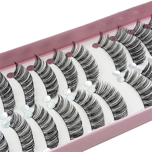 Reusable Soft Eyelashes Natural Look Manga <strong>Lashes</strong> 3D Faux Mink <strong>Lashes</strong> Wispy Strips <strong>Lashes</strong> 10 Pairs Clear Band Fake Eyelashes