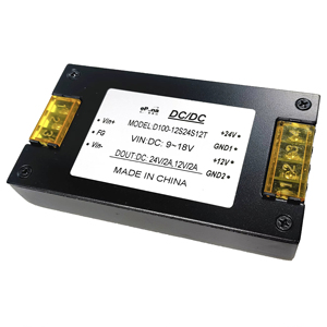 100瓦DC至DC电源模块宽9-18VDC输入范围双输出24V2A和12V2A逆变器和Converters-D100-12S24S12T - Product Image 1