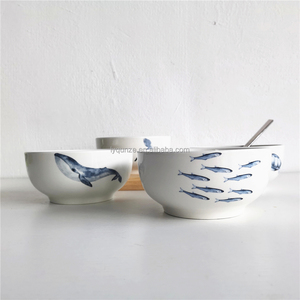 <strong>Ocean</strong> Series Serving <strong>Dishes</strong> Restaurants Porcelana Pottery Tableware Fish Decoration Design 5.5&quot; Soup Rice Ceramic Bowl - Product Image 4