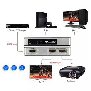Divisor Hdmi 1x2 Hdmi 2,0 versión compatible con 4K 3D HDMI Splitter 1 en 2 puertos de salida para división de señal HDR CEC