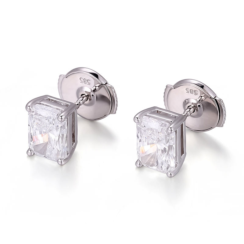 Boucle d'oreille en or blanc 18 carats avec diamant de laboratoire