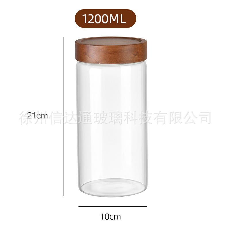 Boîte à thé 1200 ml - Couvercle en bois d'acacia - Unité simple