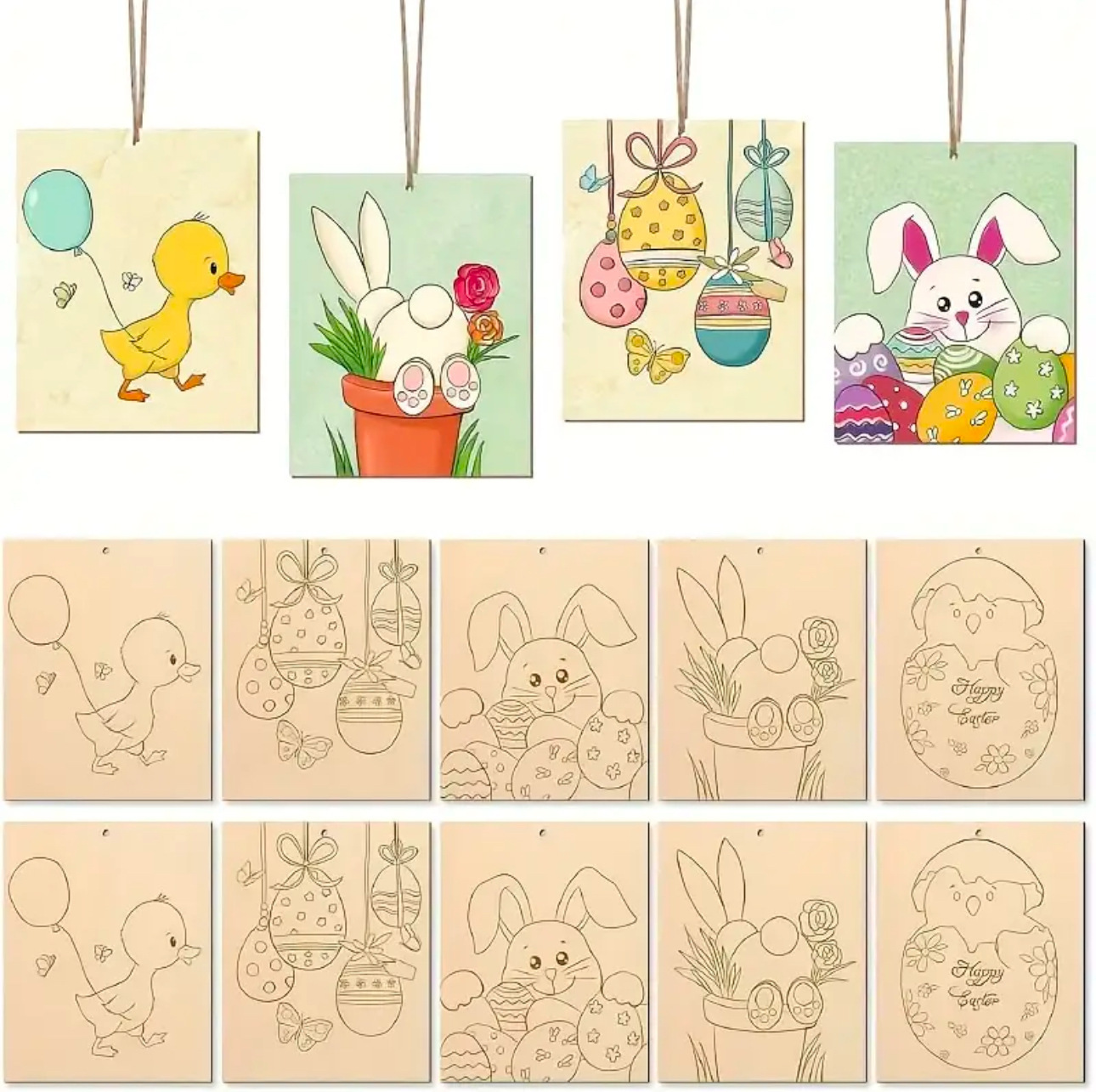 Ensemble de Pâques 10 pièces + ficelle