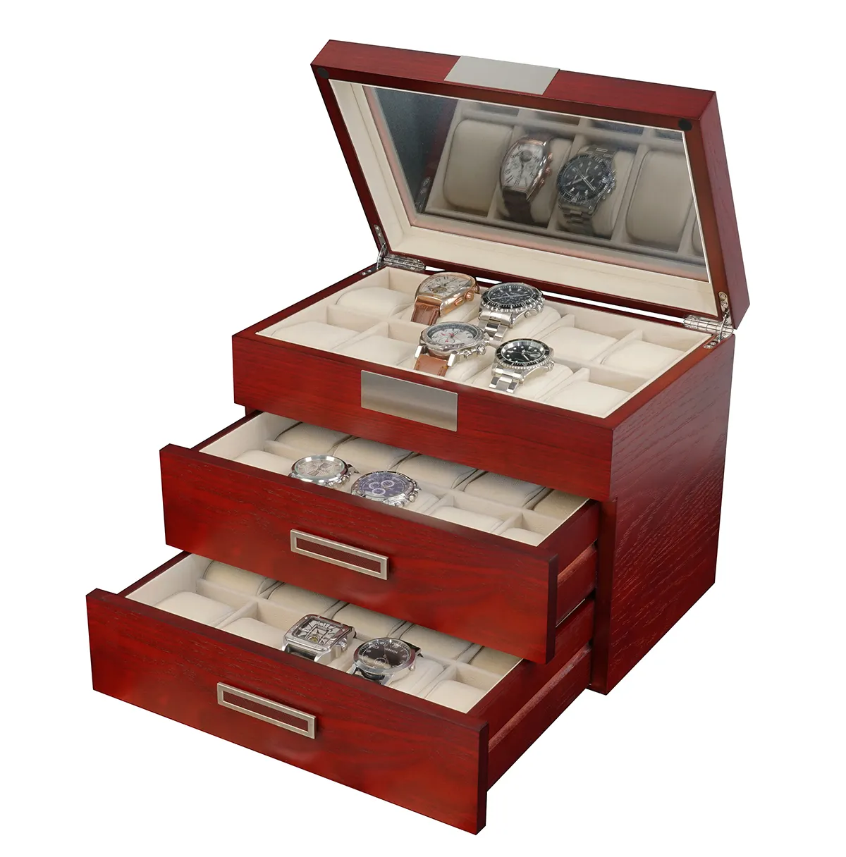 Sonny case para relógio, caixa de relógio de 30 espaços em madeira para presente de natal e coleção de relógios