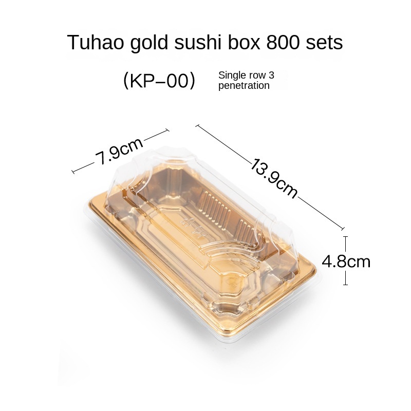 00 boîte à sushi dorée luxueuse avec couvercle