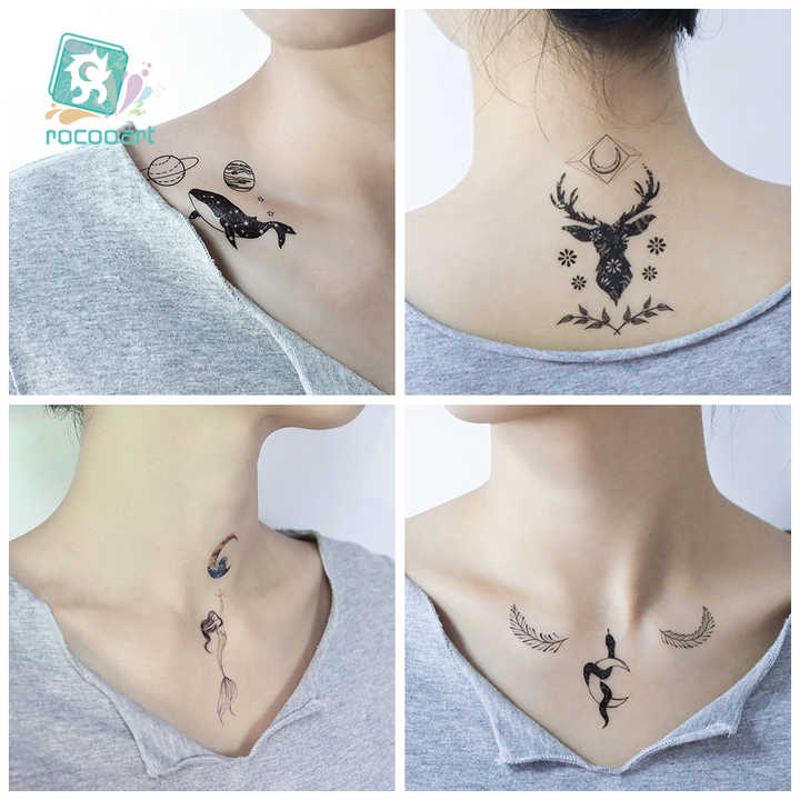 Rocooart Black Temporary Makeup Tattoo Designs Ear Face Arm Temporary Tattoo Small Sexy Animal Print Tattoo