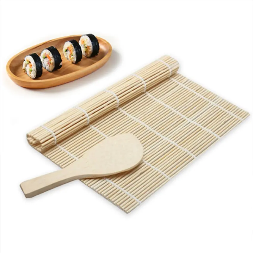 Estera de caña rodante de sushi de bambú blanco verde
