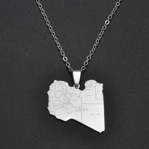 リビア地図都市ペンダントネックレスジュエリーリビアステンレス鋼 - Product Image 6