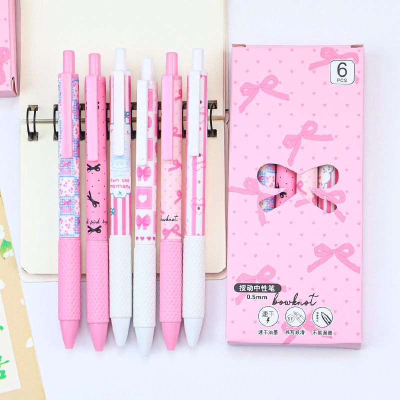 Penna a scatto con papillon - Confezione da 6 pezzi - 0,5 mm