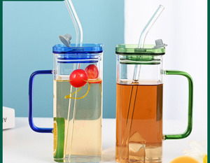 Household Glass <strong>Cup</strong> Mug Double-layer High Borosilicate Coffee Breakfast Double-layer <strong>Cup</strong> with Handle - Product Image 2