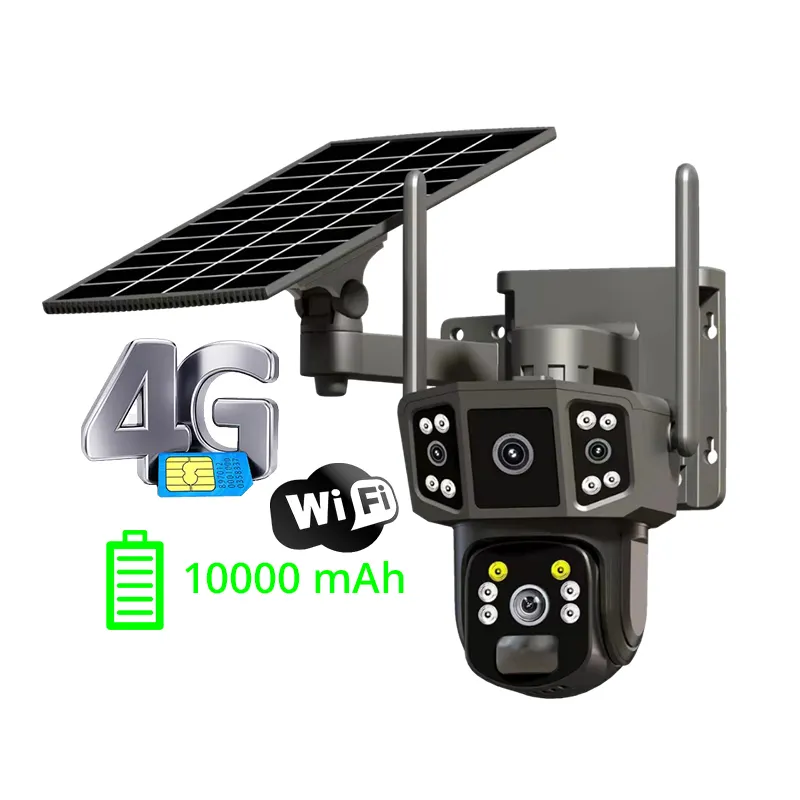 V380 pro 4G WiFi 태양광 보안 카메라 2MP 컬러 야간 투시경 무선 실외 홈 감시 태양 광 카메라