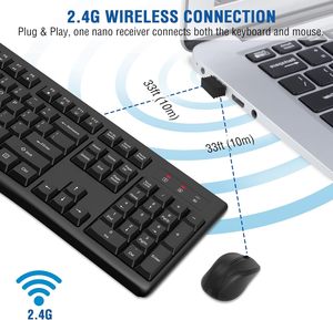 2.4GHz USB Wireless Full-Size <strong>Keyboard</strong> Optical Mouse Combo Mini Style Split Design for Windows <strong>Mac</strong> Laptop/Desktop/PC New Product - Product Image 4