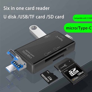 厂家直销6合1多功能type-c读卡器电脑手机OTG读卡器TF/SD u盘适配器 - Product Image 2