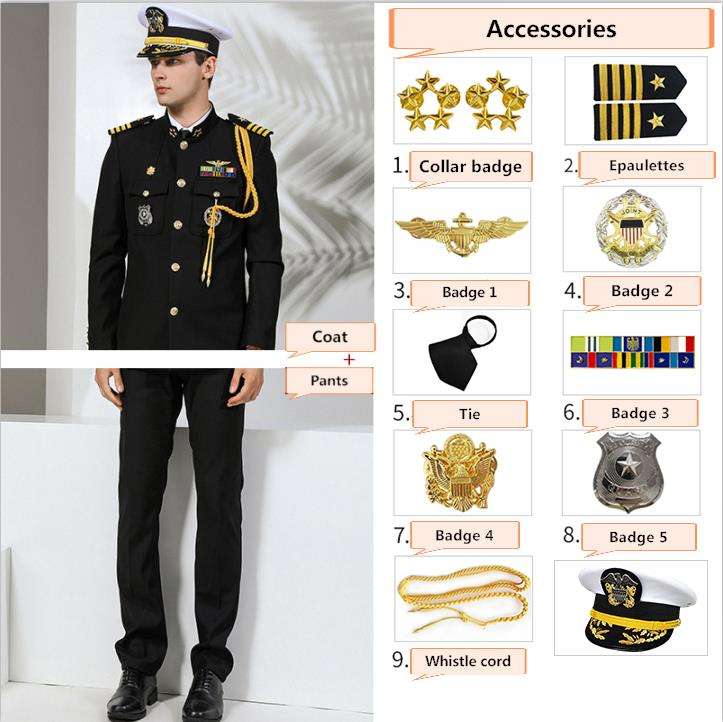 black jacket+pants+Cap+9 accessories