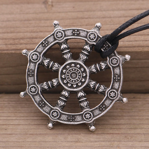 Bodhidharma Wheel of Life Necklace Reincarnation Buddhist <strong>Amulet</strong> Pendant Men's Viking Pendant - Product Image 3