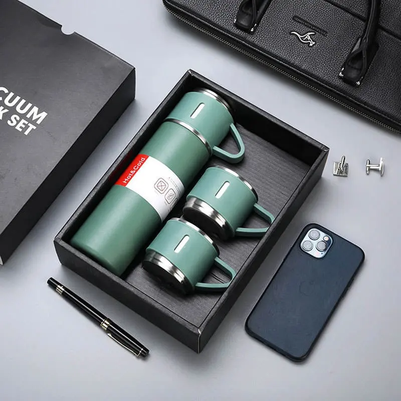 Articles promotionnels de cadeau d'affaires d'entreprise ensemble de flacons à vide en acier inoxydable tasse de voyage thermos coffret cadeau pour homme