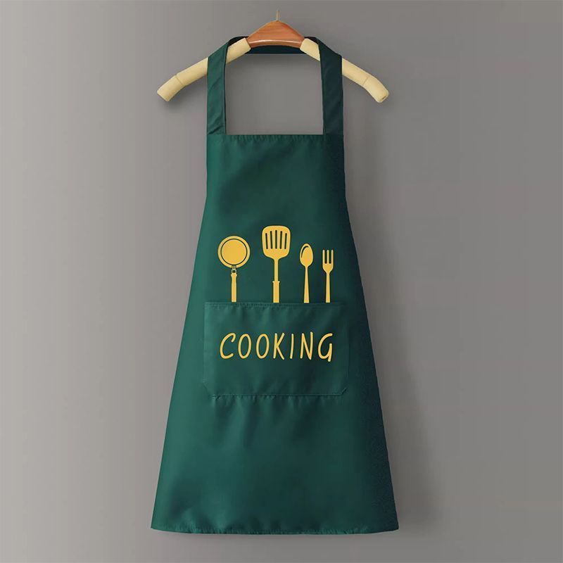 Estilo estándar con estampado de utensilios en verde oscuro.