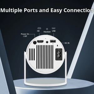 <strong>2025</strong> New <strong>F100</strong> Mini Smart Mobile Projector Round Portable Wired Wireless Projector with Android 11