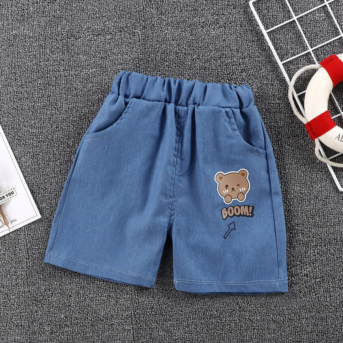 Atacado Hot Summer Children Short Loose Cartoon Jeans Calças Fino E Confortável Baby Jogging Pants