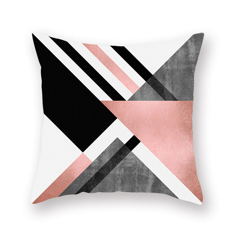 ins Nordic style rose gold pink peach skin velvet cushion cover geometric patchwork velvet cushion cover sofa seat cushion cover
