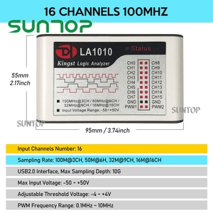 Analizador lógico USB LA1010, 16 canales de entrada, 100MHz, con Software de PC en inglés, instrumento de mano, compatible con Windows - Product Image 3