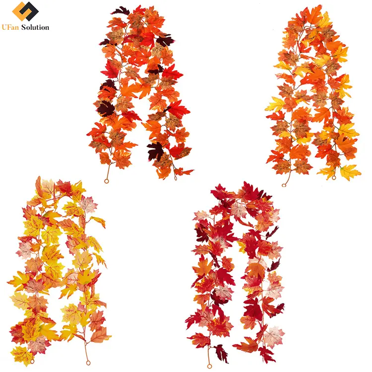 Ghirlanda di foglie di acero autunnale artificiale 5.7ft/pezzi ghirlanda autunnale appesa ghirlanda di vite fiori artificiali sfusi