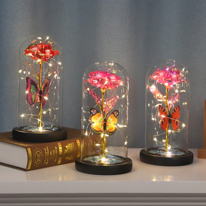 Custom Made Decorative Oval clear Bell Jar Glass Display Cloche <strong>Dome</strong> <strong>Cover</strong> Ornament with Base and Led Lights for Flowers - Product Image 3