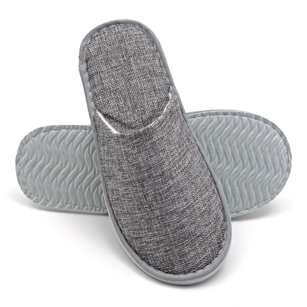 Pantofole spa monouso all'ingrosso in lino eva con suola in lino