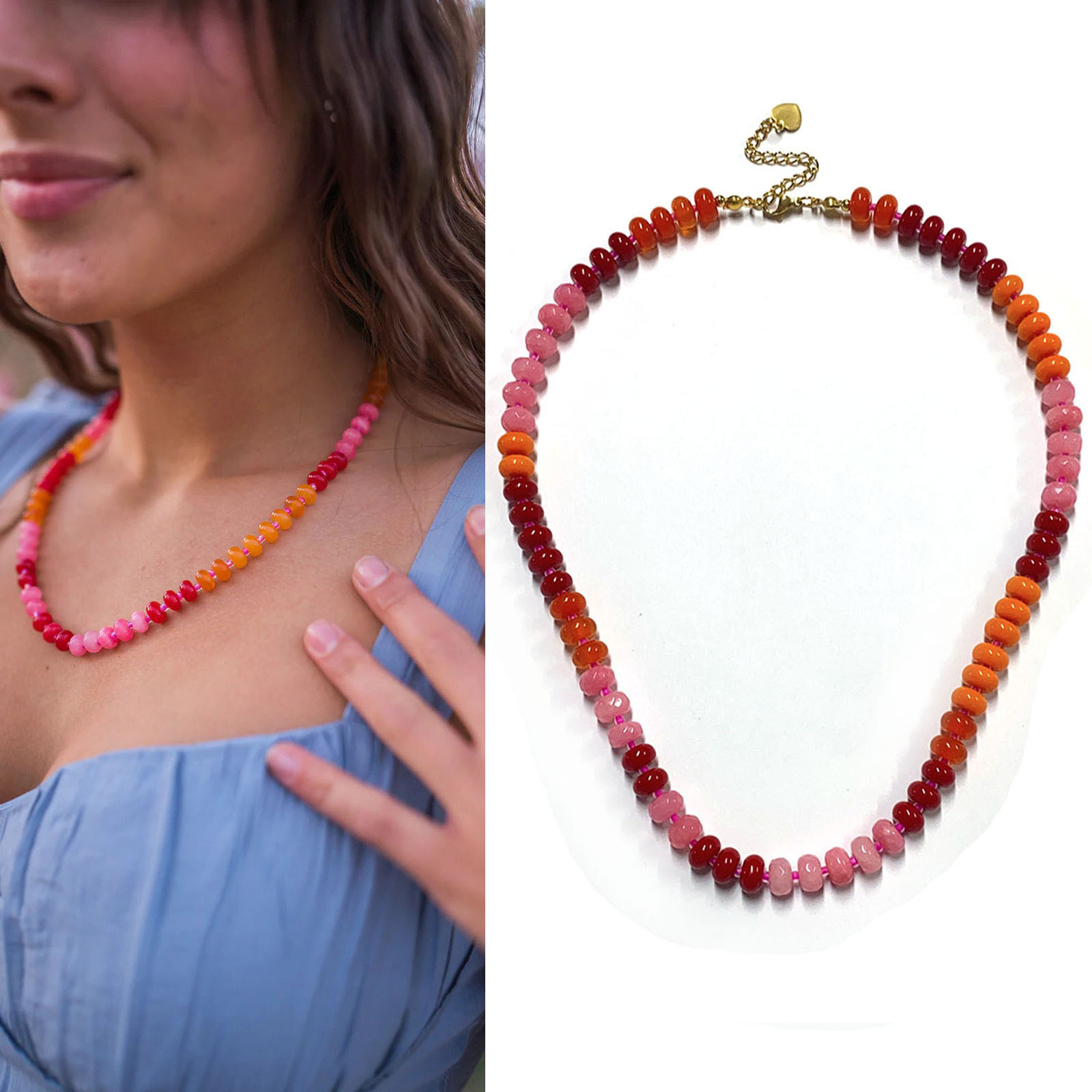 Orange honey necklace 40+5cm