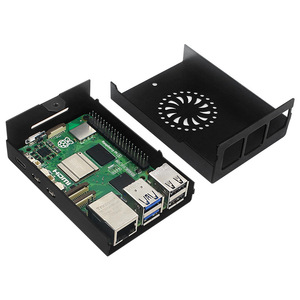 Carcasa protectora de aleación de aluminio Raspberry Pi 5, carcasa de Metal negro para Rpi 5th Compatible con ventilador de refrigeración y radiador