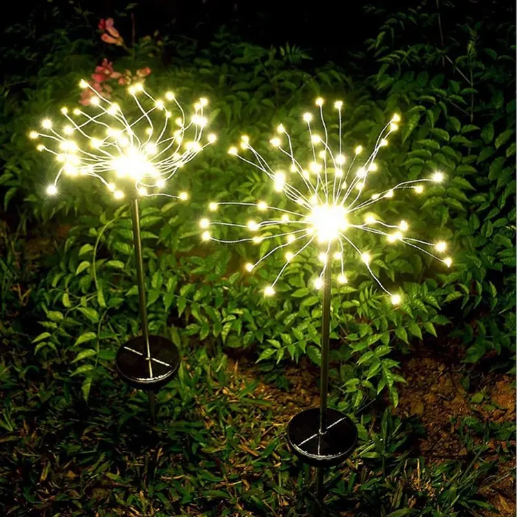 زينة الكريسماس الخارجية المشهد DIY الزهور الشمسية أضواء الألعاب النارية