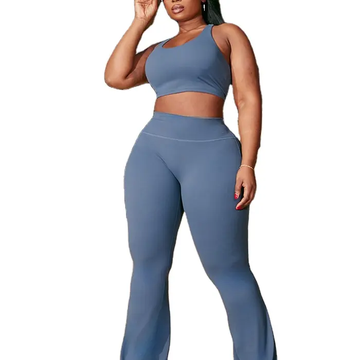 OEM XXXL Spandex poliester dua potong Bra Gym celana legging setelan Yoga pakaian olahraga ukuran besar wanita bernapas ukuran besar set Yoga