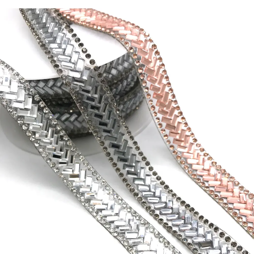 S304 sıcak satış 1.2cm genişlik moda giysi dekorasyon cam kristal taş trim sıcak düzeltme yapay elmas için trim ayakkabı konfeksiyon vb