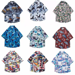 เสื้อเชิ้ตแขนสั้นพิมพ์ลายสีเหลืองสำหรับผู้ชายเสื้อเชิ้ตคอปกคิวบาแบบติดกระดุมออกแบบได้ตามต้องการ - Product Image 3