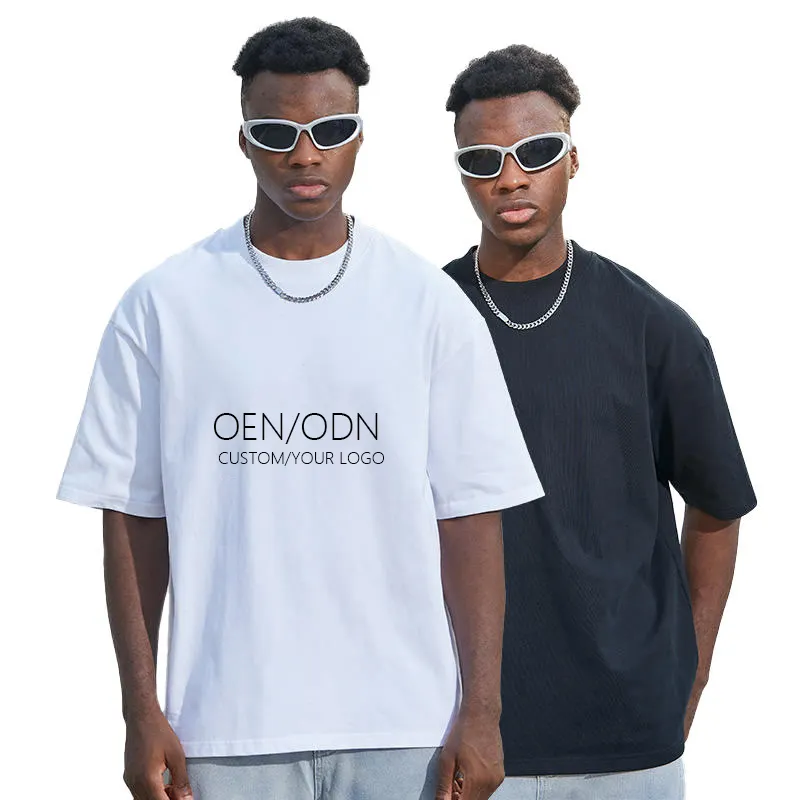 उच्च गुणवत्ता के नए डिजाइन के लिए मुद्रित टी शर्ट पुरुषों के कपड़े सफेद काले कस्टम लोगो वृहदाकार टी शर्ट 100% कपास