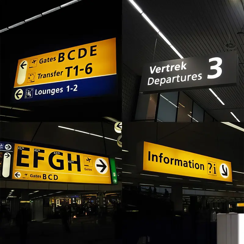 Señal imprimible de aeropuerto Dirección Led Wayfinding Wayfinder Signs para un avión