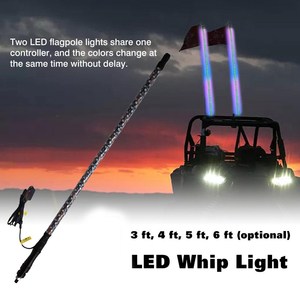 ADT ไฟ LED RGB แส้12V 3/4/5/6ft,รีโมทคอนโทรลเสาไฟ LED เสาอากาศแส้สำหรับรถบรรทุก UTV ATV - Product Image 6