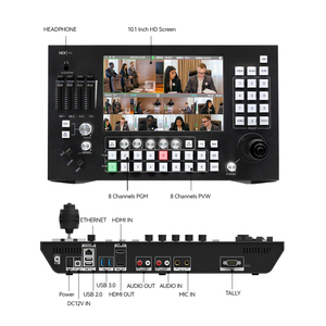 Mezclador de vídeo en vivo, conmutador de transmisión en vivo, 8 canales, IP, transmisión de vídeo, hdmi, entrada de vídeo, transmisión de Cámara de control de audio - Product Image 3