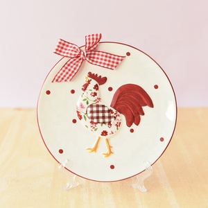 <strong>Red</strong> Floral Chicken Bowl Plate Cup Set Three-dimensional Relief Tableware - Product Image 2