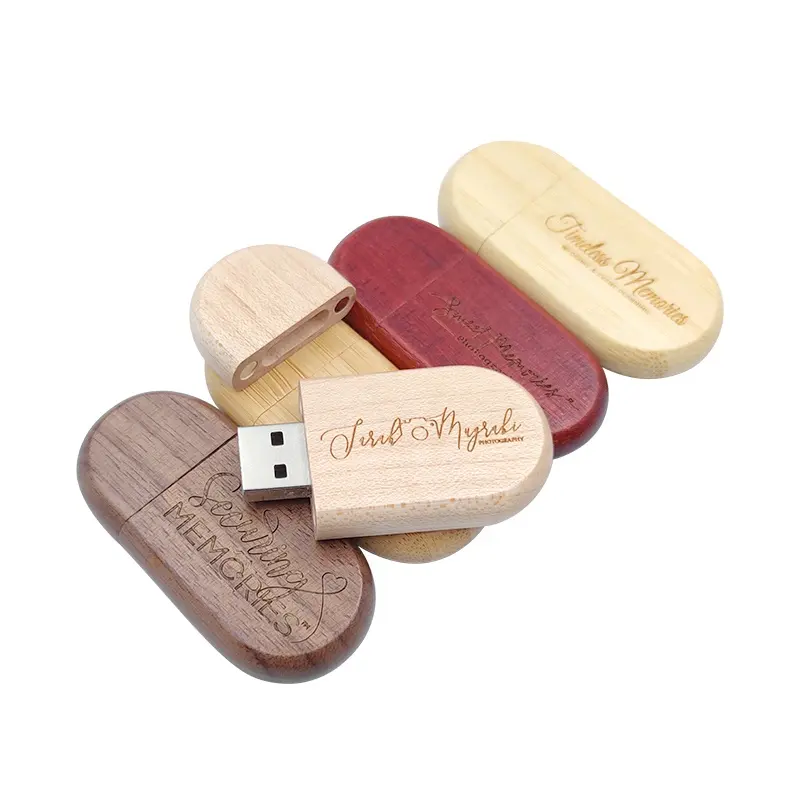 YONANSON USB 플래시 드라이브 나무 타원형 Pendrive 무료 사용자 정의 로고 데이터 저장 U 디스크 메모리 스틱 선물 도매