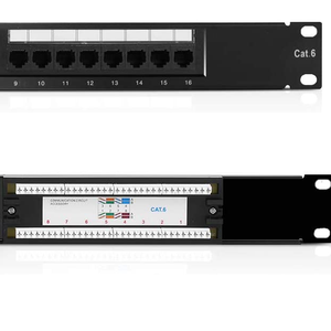 RJ45连接器以太网接线板UTP 1U 16端口5e类/6类接线板顶部性能面板 - Product Image 1